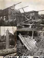 Tromben i B�ls�s f�rst�rde byggnader och tr�d omkring 1942 - klicka f�r att f�rstora