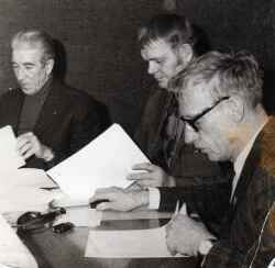 Fjugesta IF Fr�n v�nster Olle Johanson, Bertil Seeger, Bengt Ekelund - klicka f�r att f�rstora