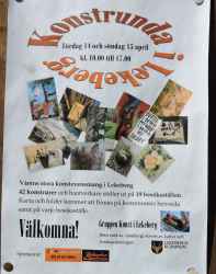 Affisch som inbjuder till konstevenemang i Lekeberg den 14 - 15 april 2018 - klicka fr att frstora